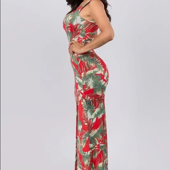 LEAF PRINT MAXI DRESS - Picture 3 of 3